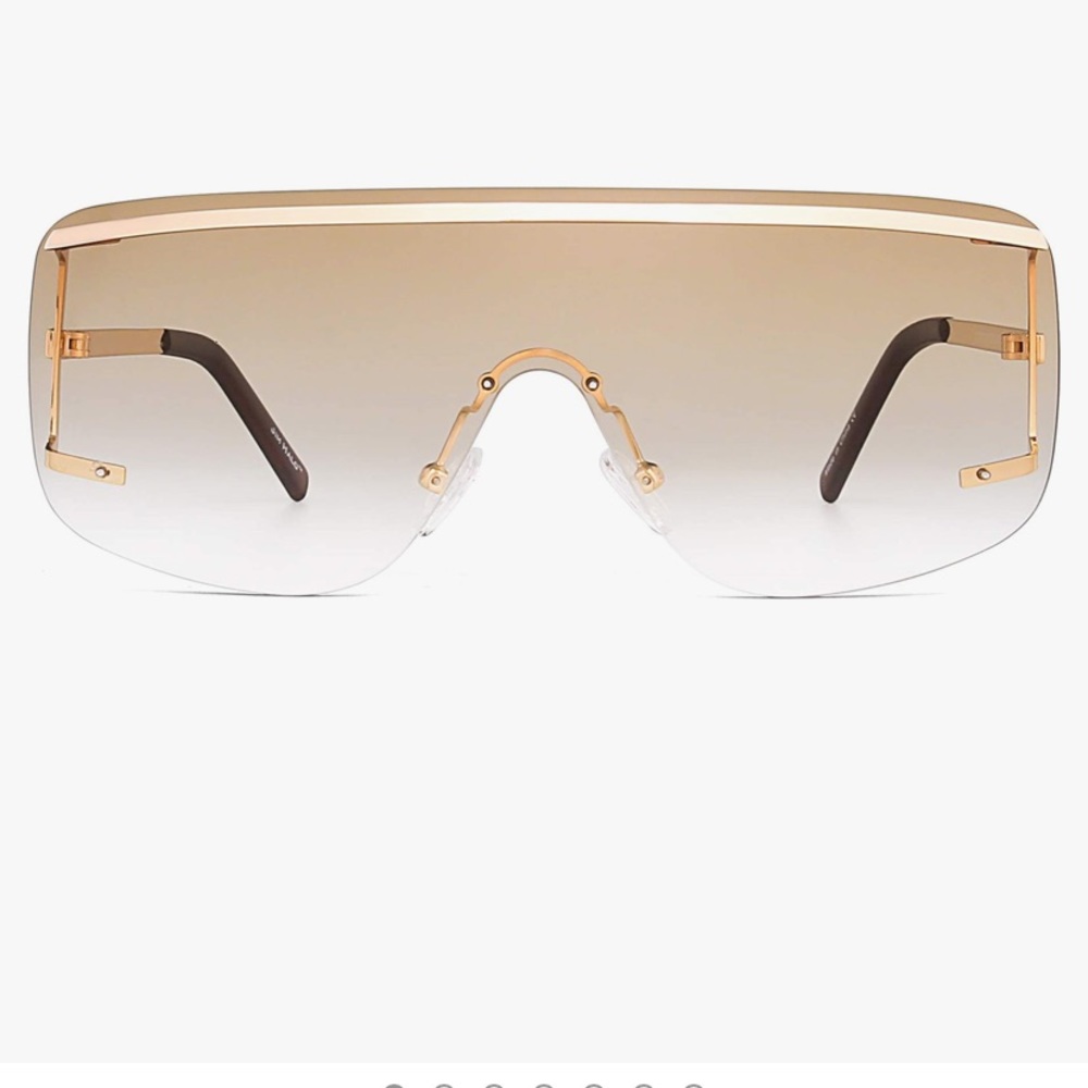 Oversized Shield Sunglasses - Unisex Rimless Flat Top One Piece Sunglasses